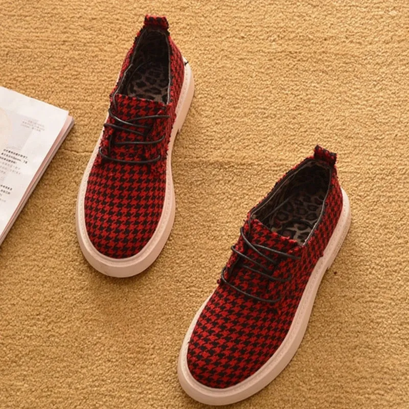 2021 Fashion Women Shoes Spring Autumn Casual Shoes Plaid Women Flats Brand Ladies Ankle Botas A1118