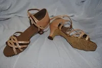 2.25" Adriana -- Wide Heel Latin Sandal -- Light Peach