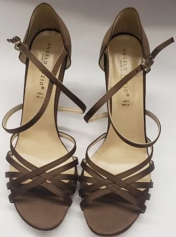 3" Julianne -- Women's Latin Ballroom Sandal -- Brown Satin