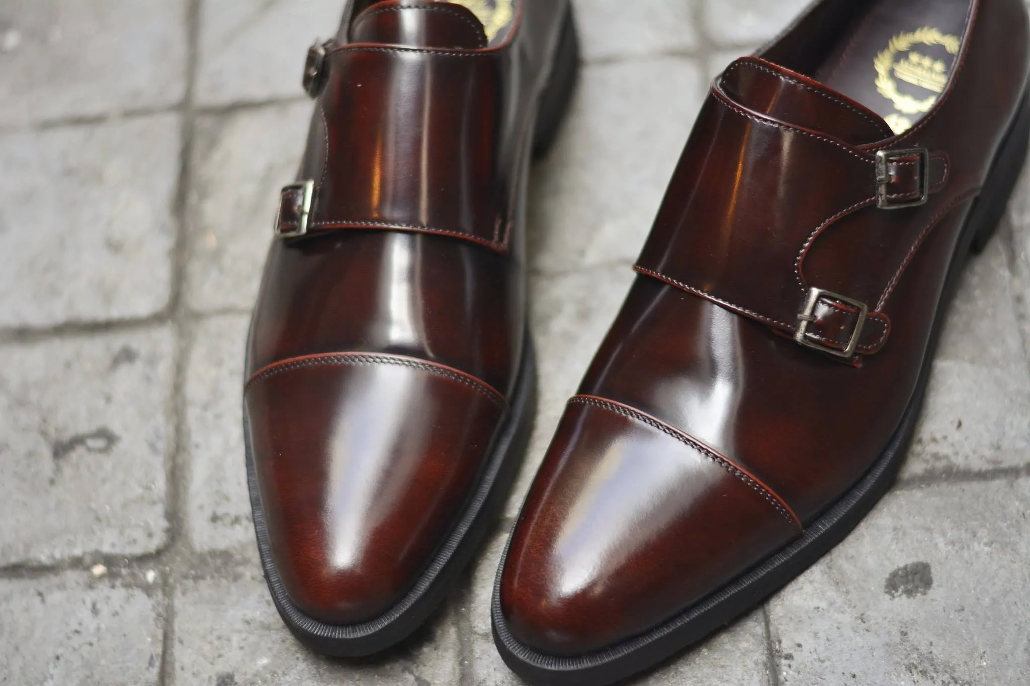 504 New Double Monk Strap Burgundy