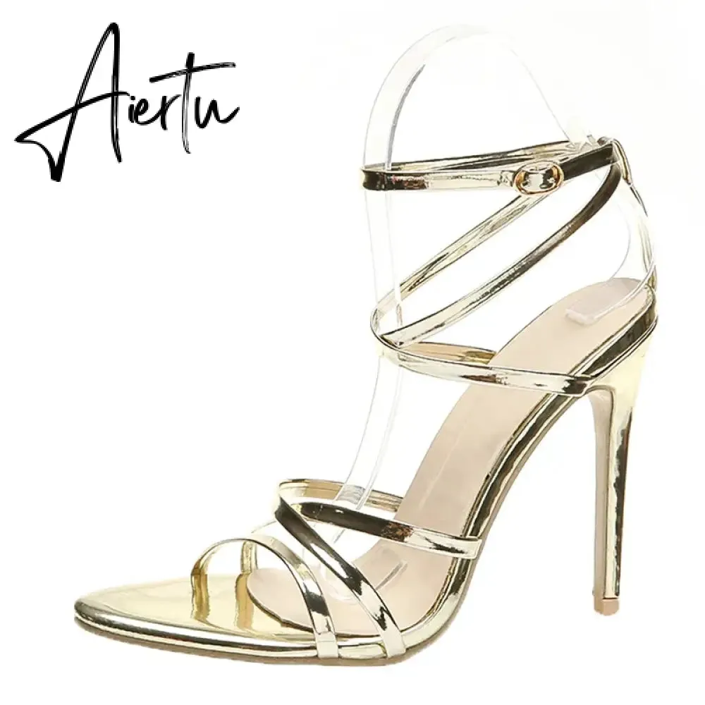 Aiertu  Fine High Heels Sandals Footwear Cross-tied Ankle Strap Summer Sandals Shoes Women Female Sexy Shoes Women Party