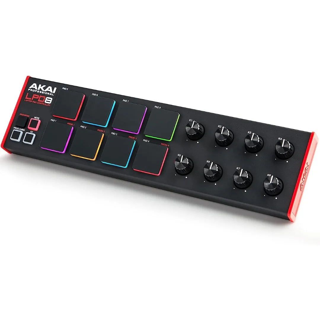 AKAI Professional LPD8 USB MIDI Controller with 8 Responsive RGB MPC Drum Pads and 8 Assignable Knobs - Brand New