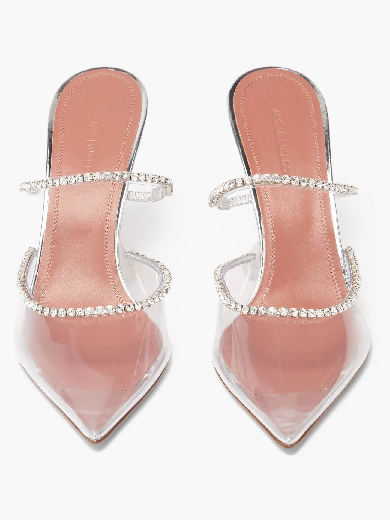 Amina Muaddi Gilda Crystal Embellished PVC Mules