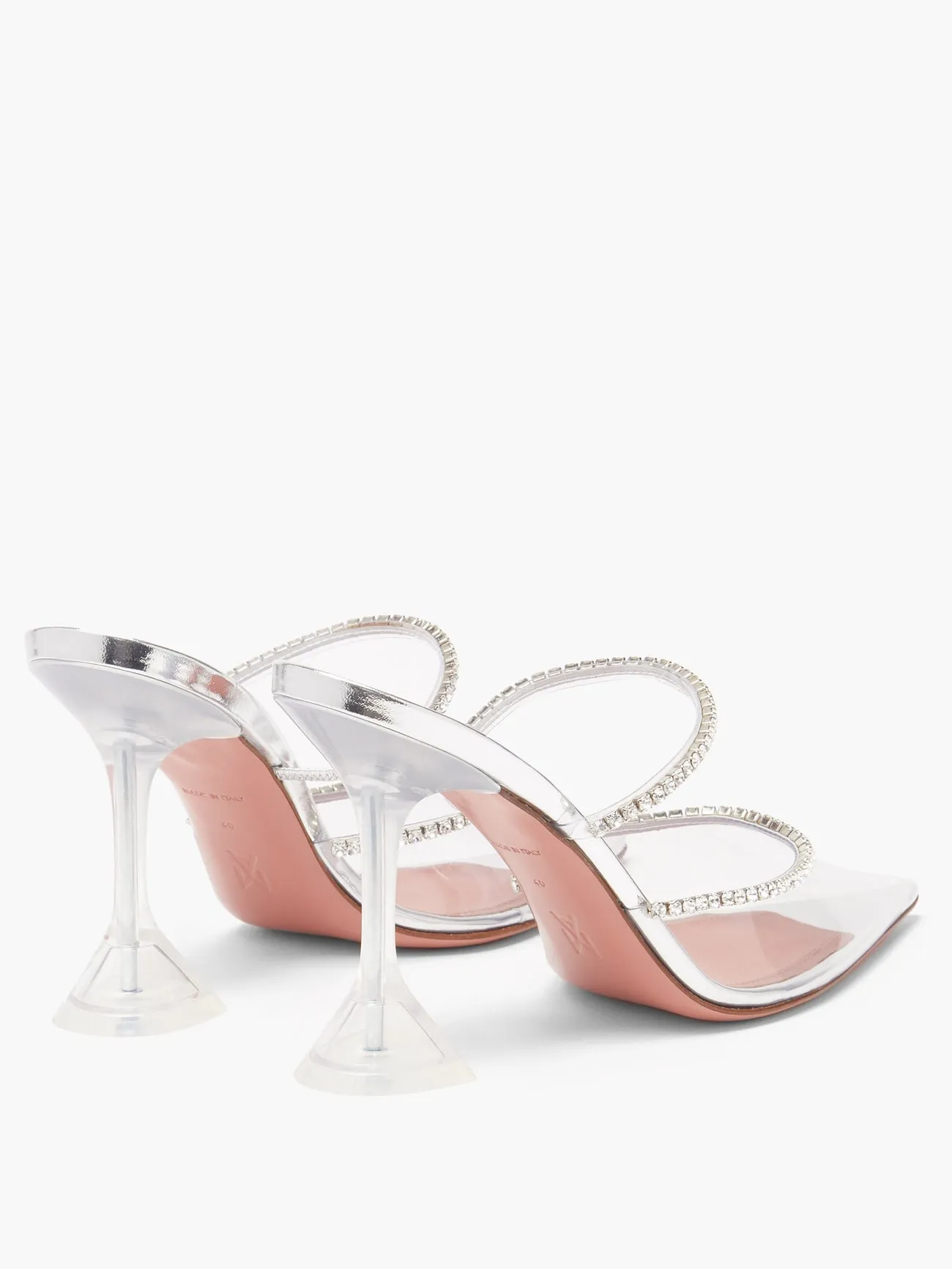 Amina Muaddi Gilda Crystal Embellished PVC Mules