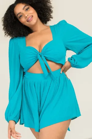 AQUA TIE FRONT ROMPER