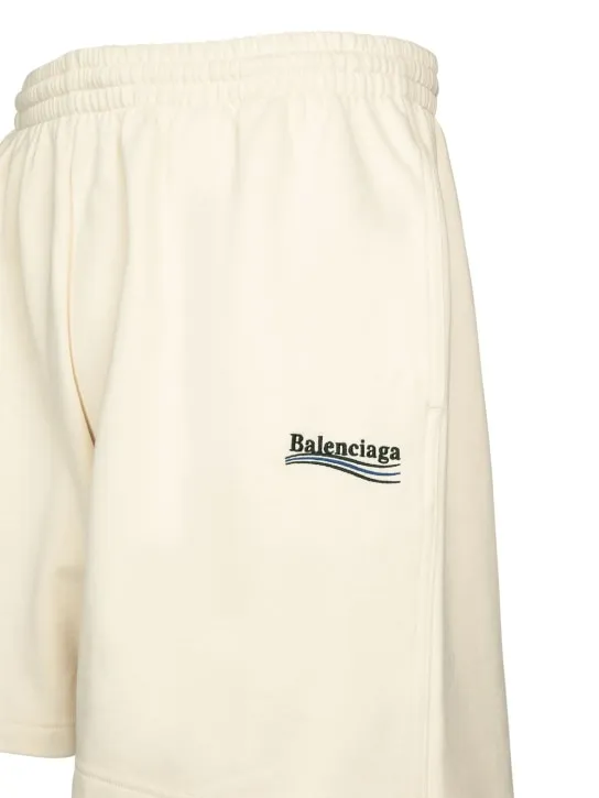 Balenciaga   Logo embroidery cotton sweat shorts 