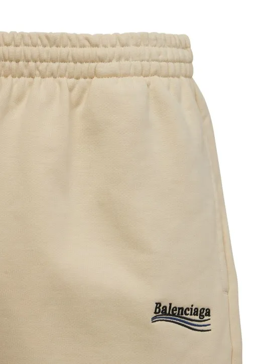 Balenciaga   Logo embroidery cotton sweat shorts 