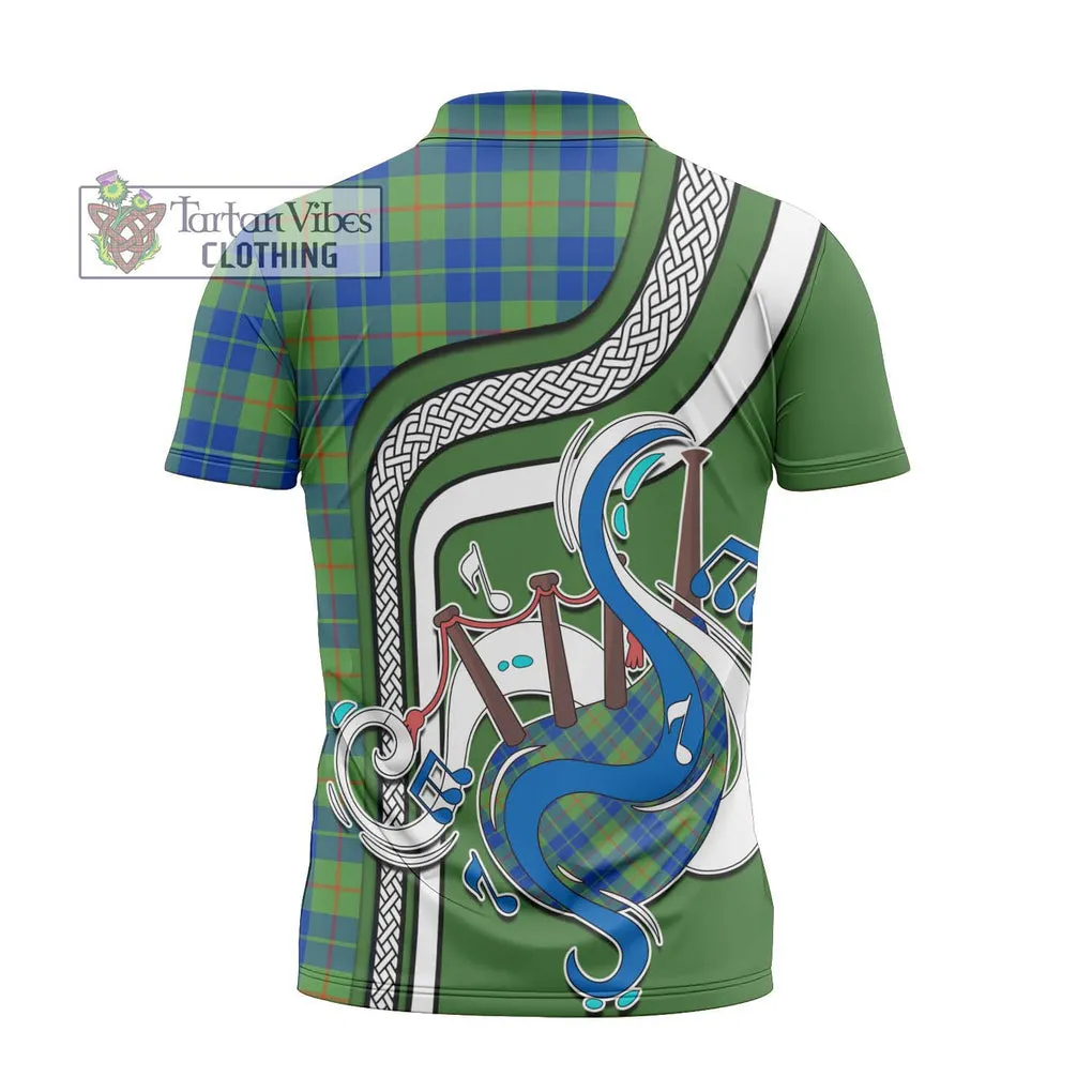 Barclay Hunting Ancient Tartan Zipper Polo Shirt with Epic Bagpipe Style