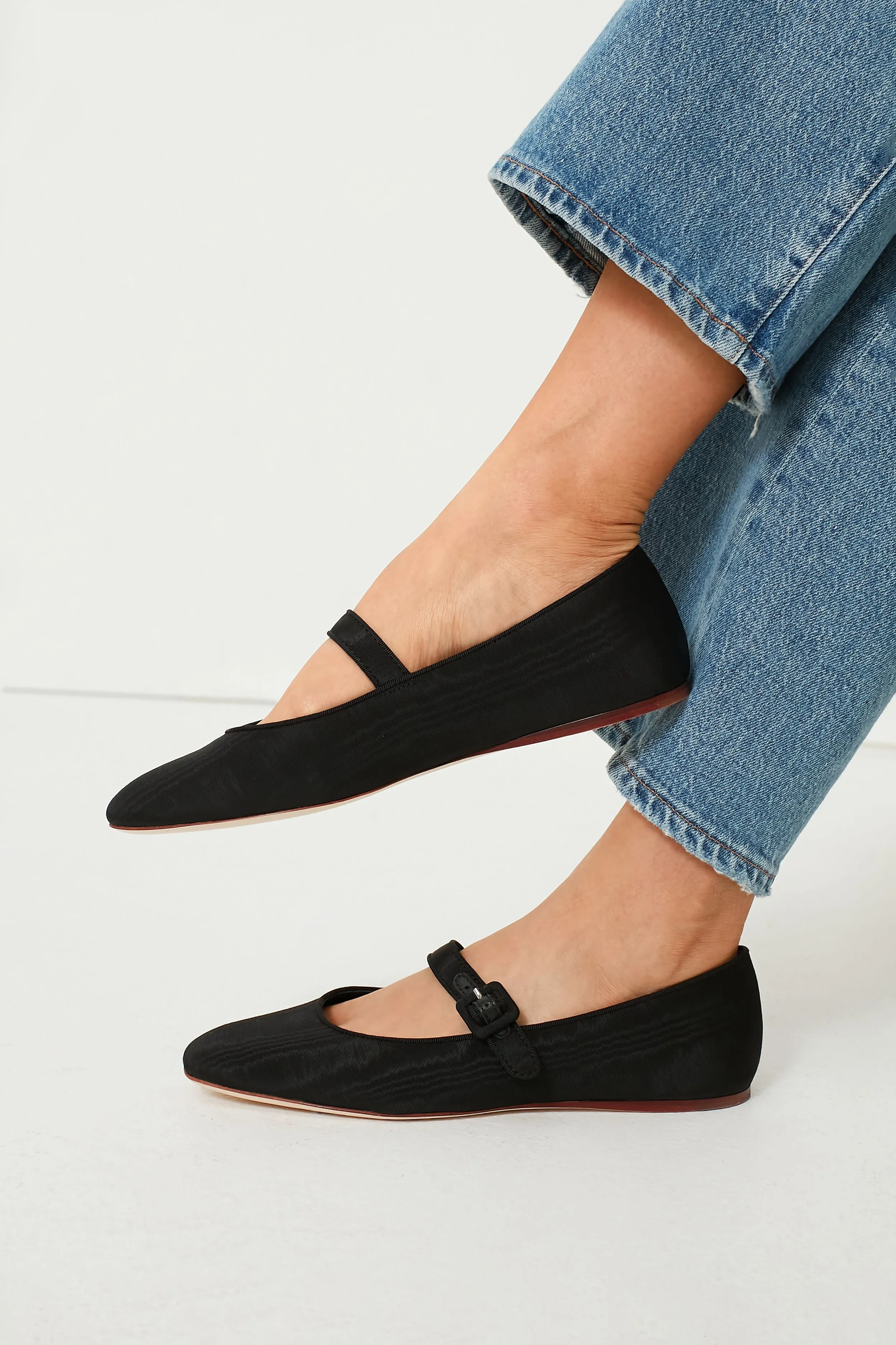 Black Moire Ginger Flats