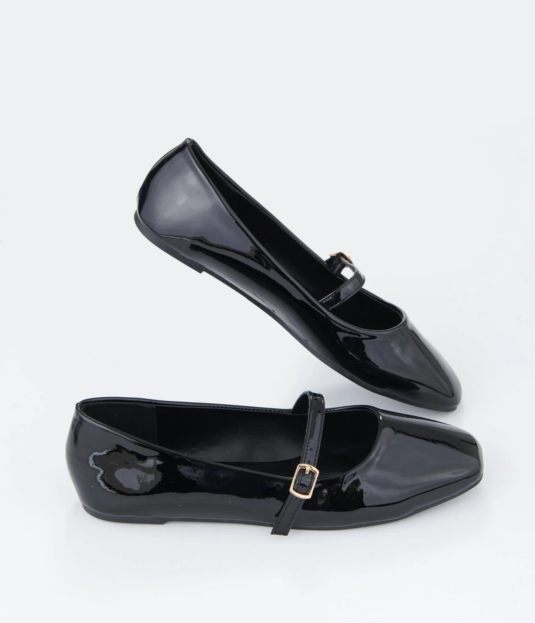 Black Patent Leatherette Mary Jane Flats