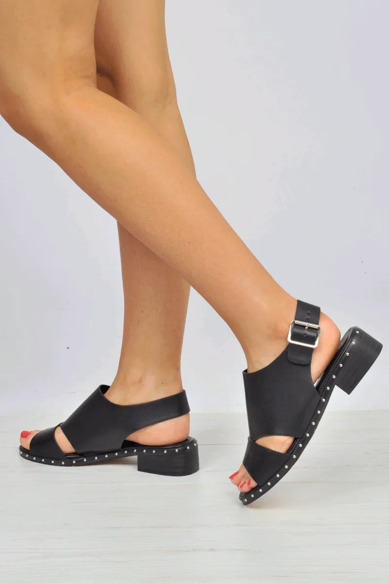 Black PU Cut Out Sandals - Codie