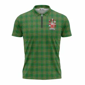 Blake Irish Clan Tartan Zipper Polo Shirt with Coat of Arms