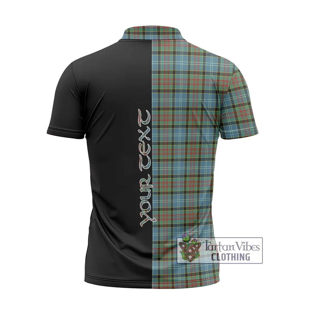 Brisbane Tartan Zipper Polo Shirt with Family Crest and Half Of Me Style