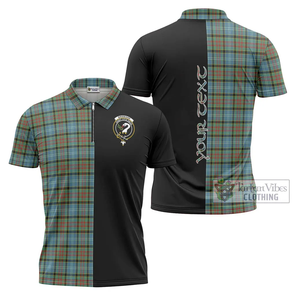 Brisbane Tartan Zipper Polo Shirt with Family Crest and Half Of Me Style