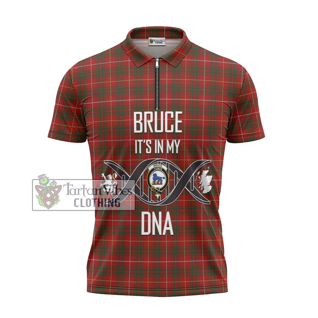 Bruce Tartan Zipper Polo Shirt with Family Crest DNA In Me Style