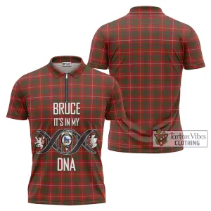 Bruce Tartan Zipper Polo Shirt with Family Crest DNA In Me Style