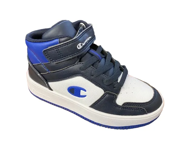 Champion Scarpa alta da bambino con laccio e strappo Rebound 2.0 Mid S32413 BS501 PS navy-white-royal