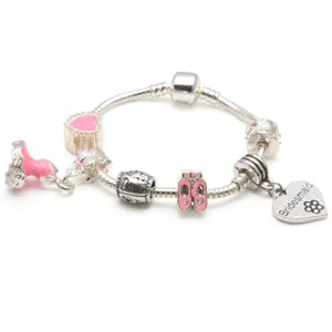 Children's Bridesmaid 'Love To Dance' Silver Plated Charm Bead Bracelet