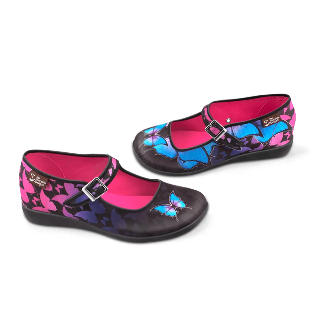 Chocolaticas® Dark Butterfly Women's Mary Jane Flat