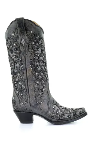 Corral Womens Glitter Inlay Cowboy Boots Leather Gray