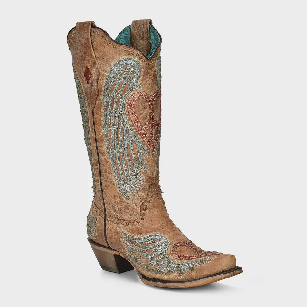 Corral Women's Sand Color Iconic Heart with Wings Cowboy Boots A4235