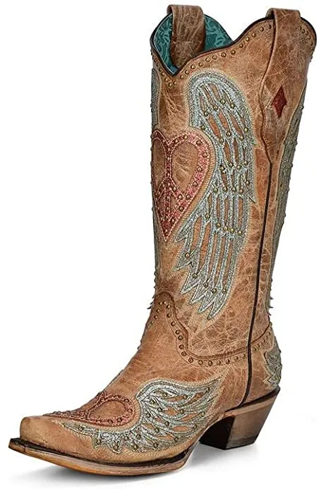 Corral Women's Sand Color Iconic Heart with Wings Cowboy Boots A4235