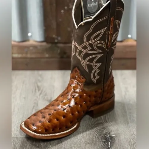 Custom Made Cowboy Ostrich Print Brown Leather Western Ankle Handmade men Boots