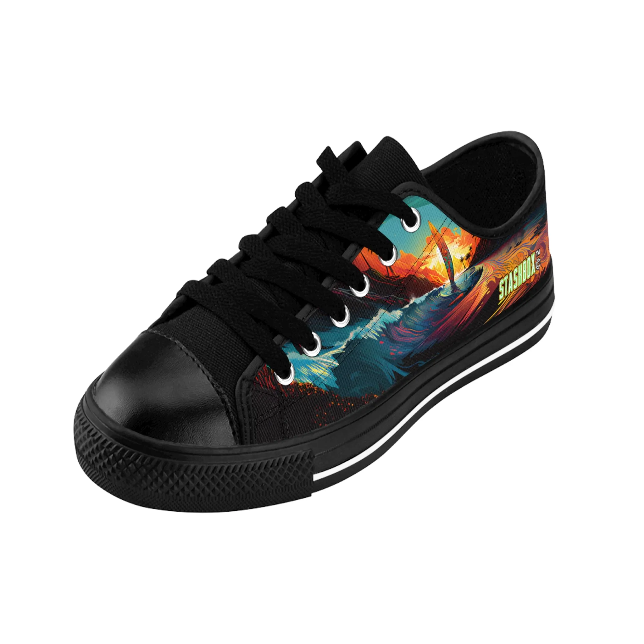 Custom Men's Sneakers Surfboard in Stunning Evening Beach Scene 001