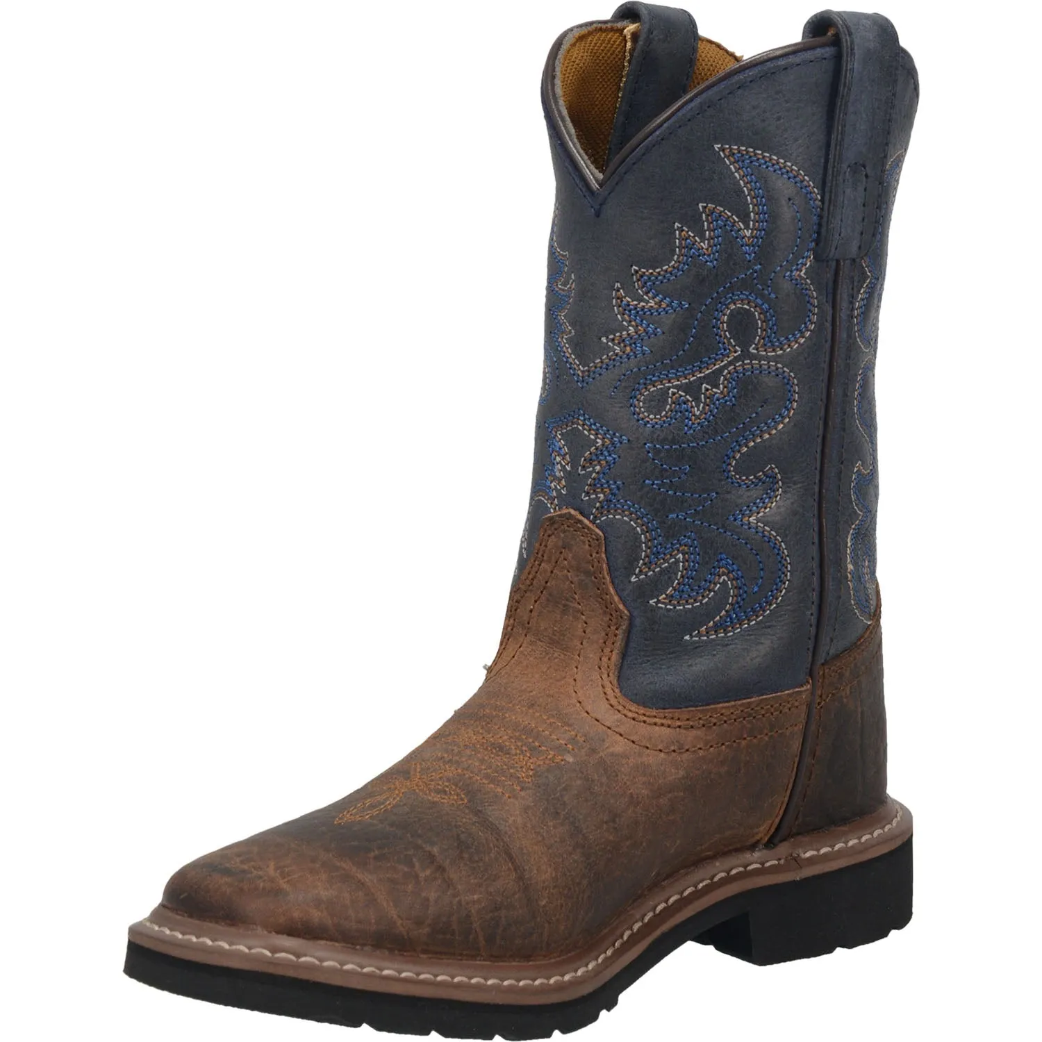 Dan Post Kids Boys Rust/Blue Brantley 9in Square Cowboy Boots Leather