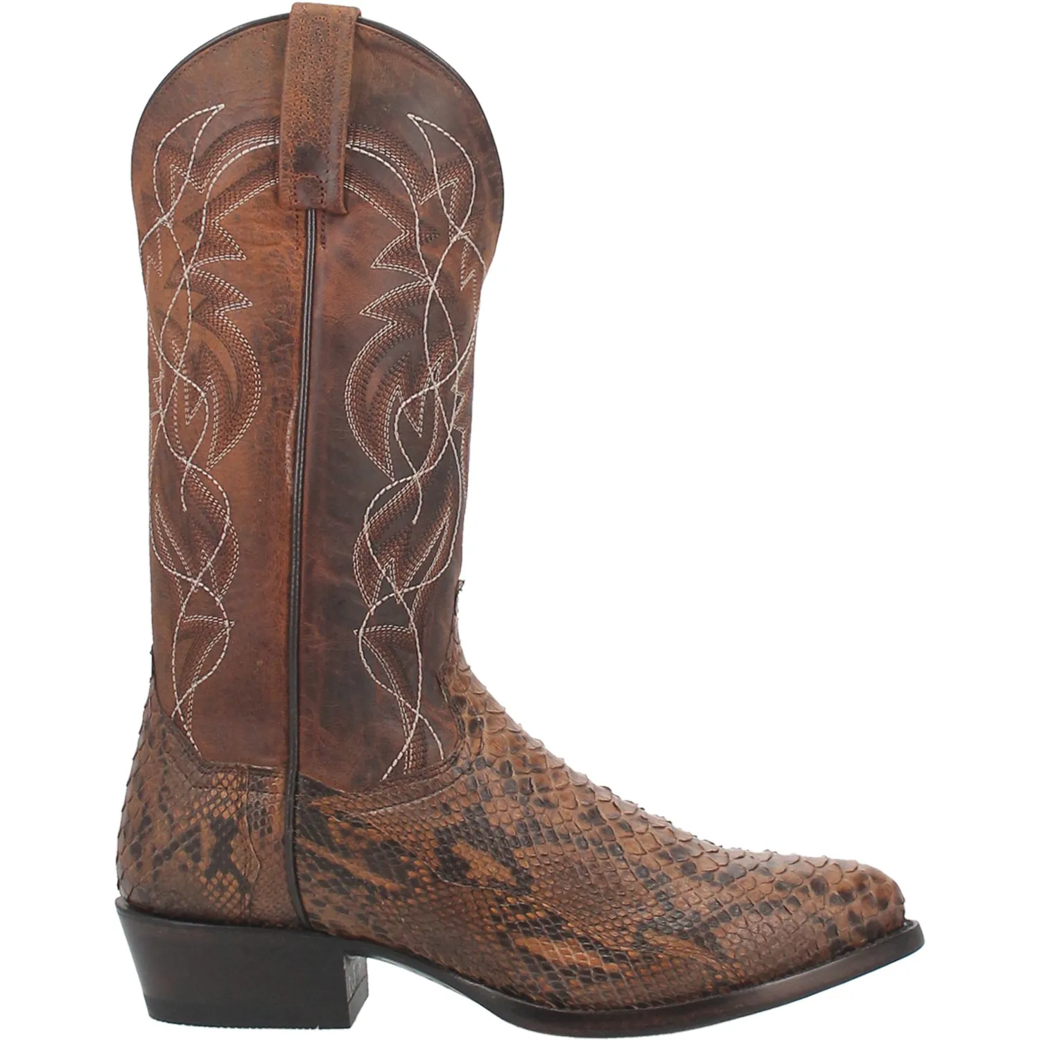 Dan Post Mens Tan/Bay Apache Cowboy Boots Snake Skin R Toe