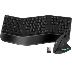 Delton KB200 and S12 Wireless Ergonomic Keyboard and Wireless Mouse Computer Pointing Device Accessory