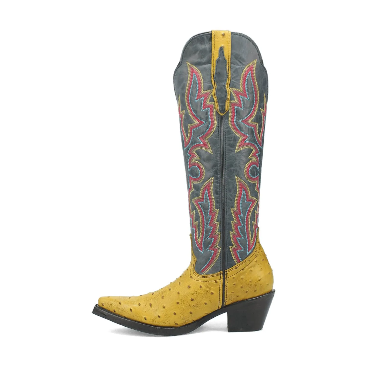 Dingo Womens Selene Yellow/Blue Leather Cowboy Boots