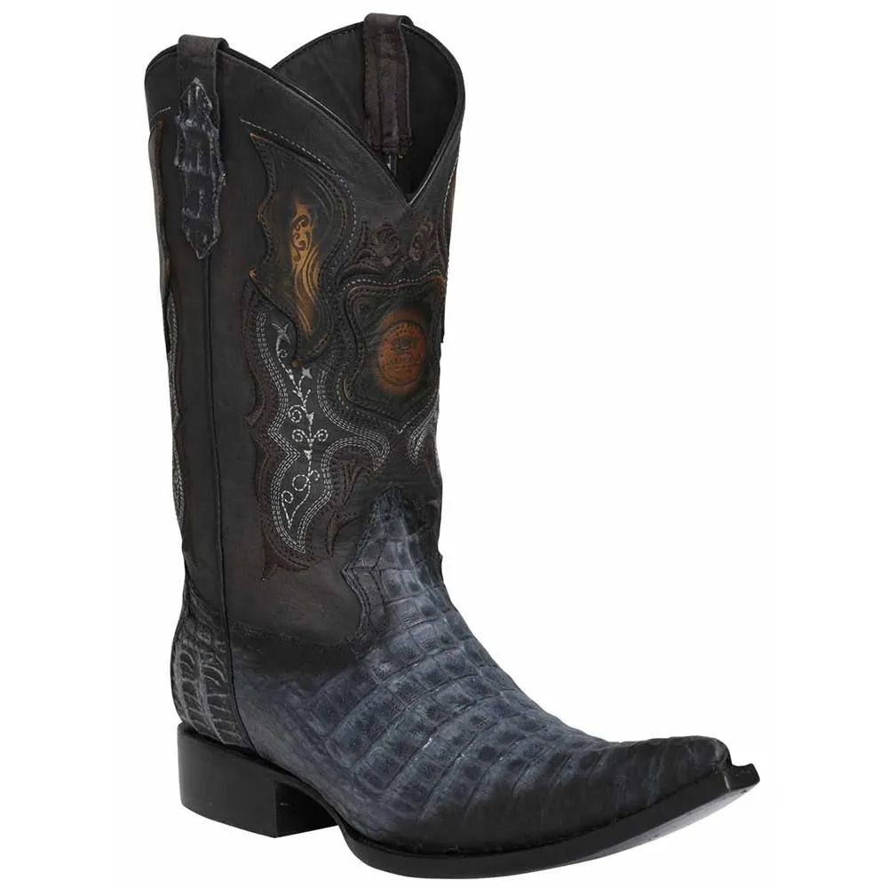 El Genera Rustic Black Pointy Caiman Cowboy Boots