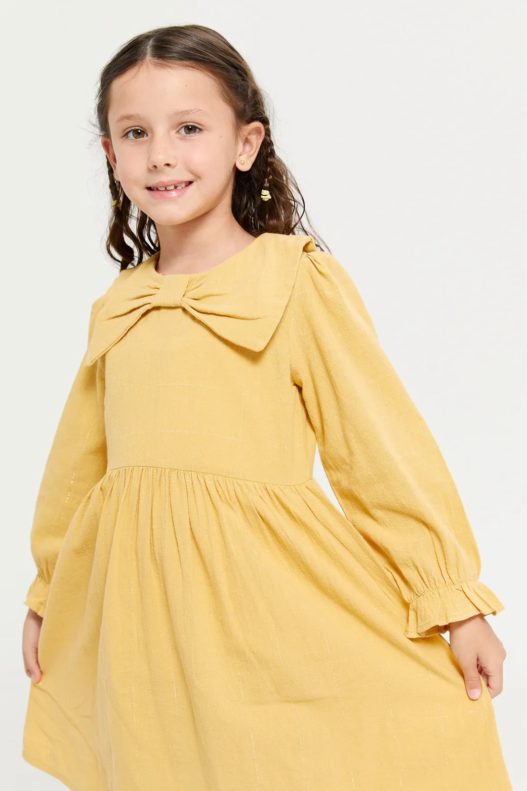 Girls Yellow Embellished Dress