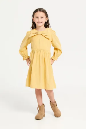 Girls Yellow Embellished Dress