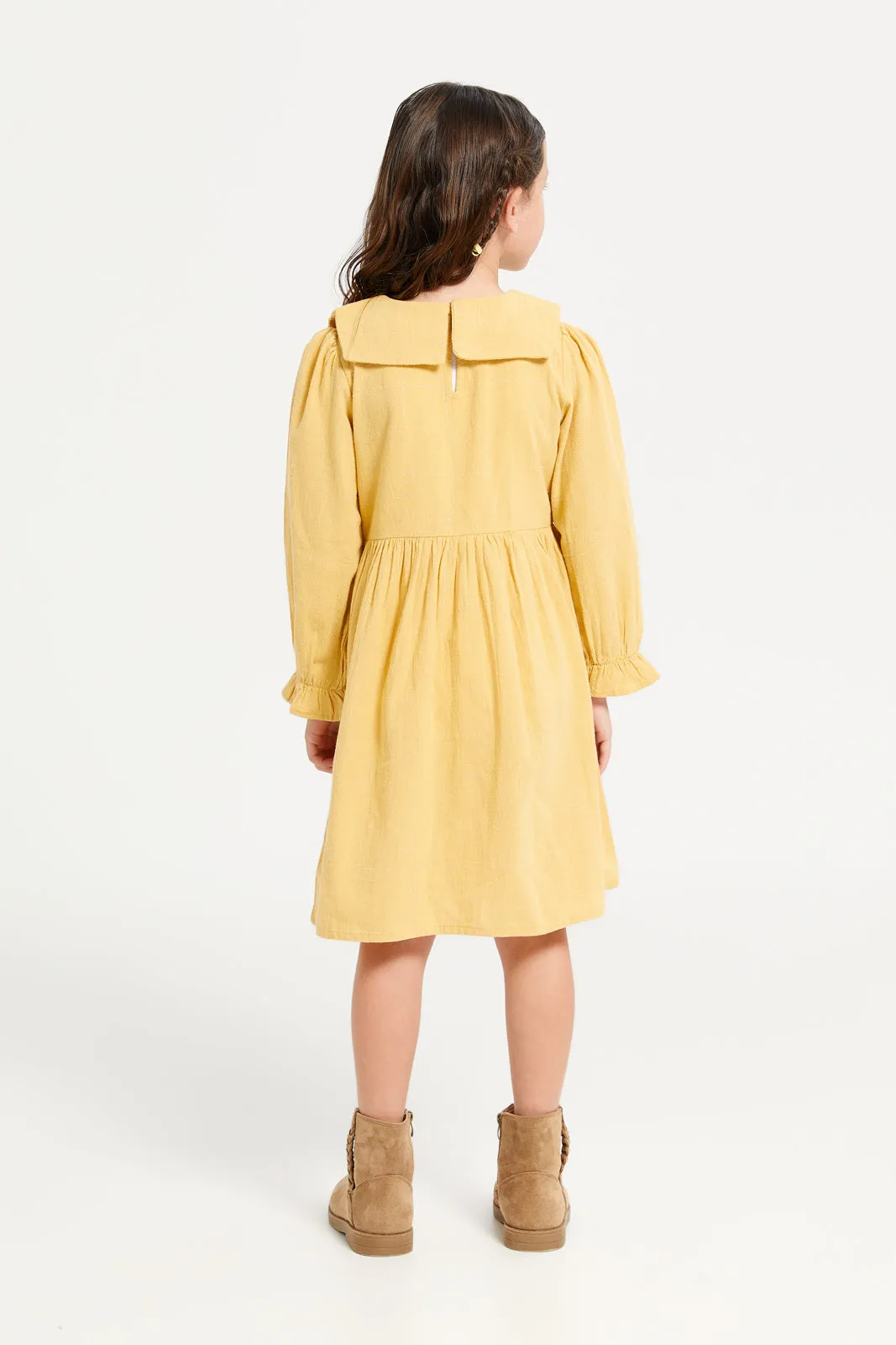 Girls Yellow Embellished Dress