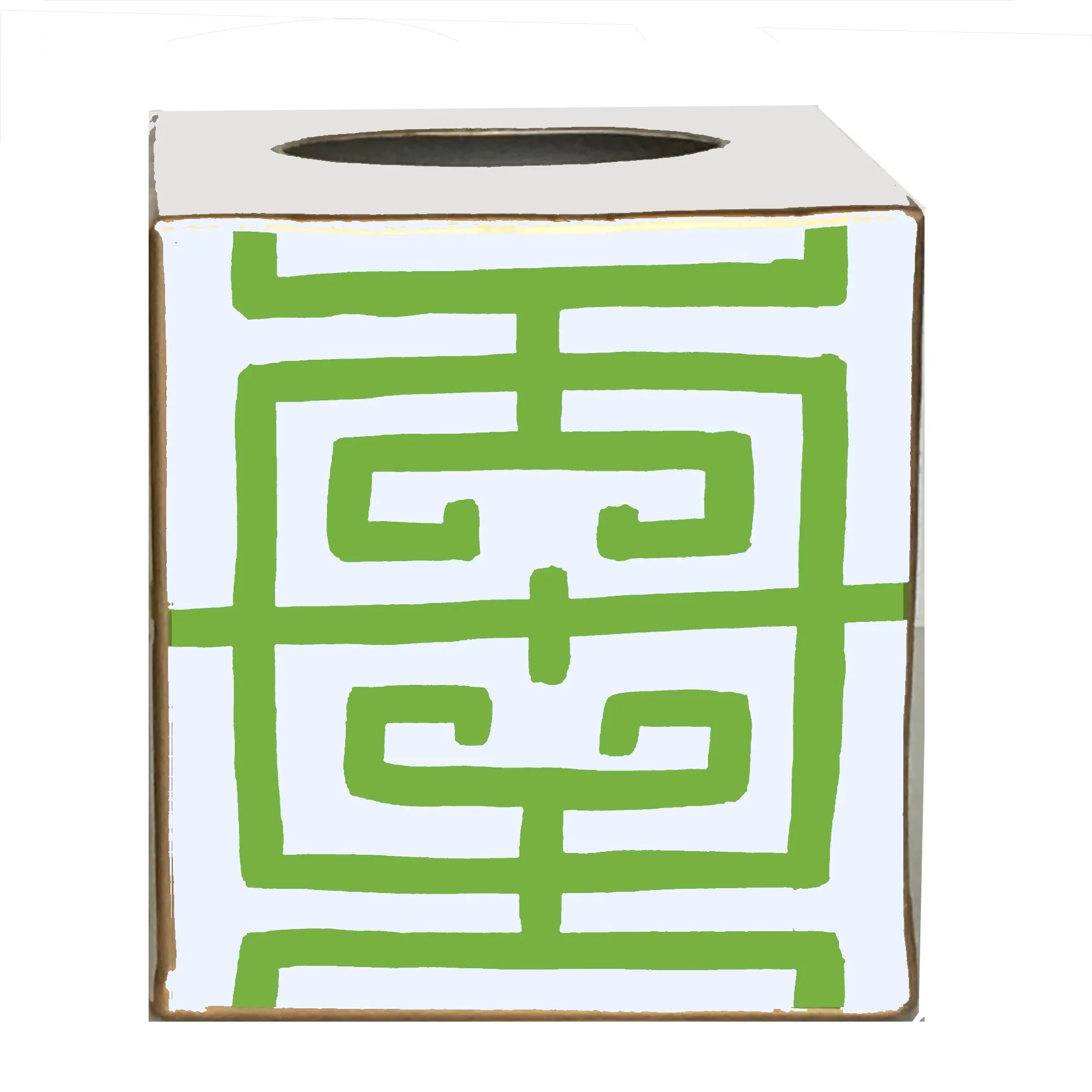 Green Fret Wastebasket, Tissue Box