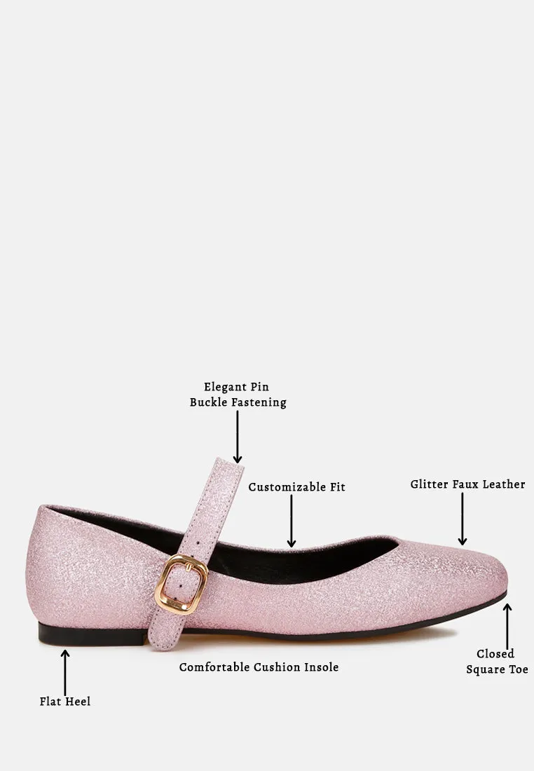 Herma Glitter Pin Buckle Ballerinas