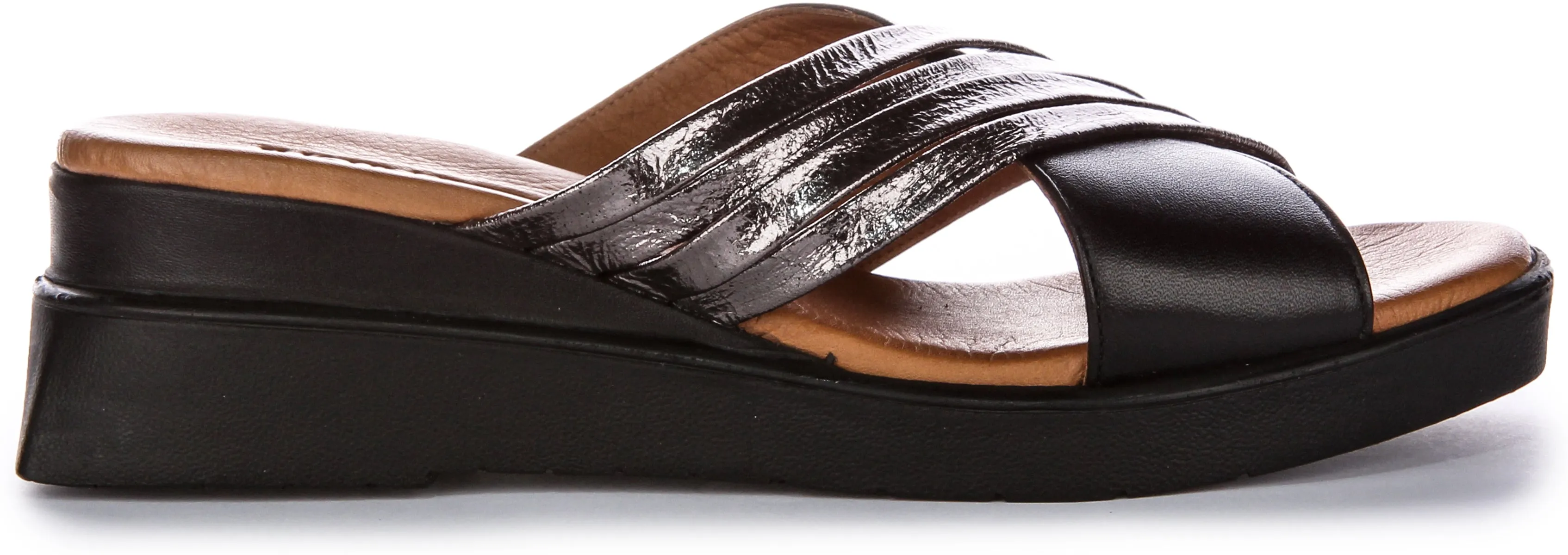 Justinreess England Aurea Soft Footbed In Black Silver For Women