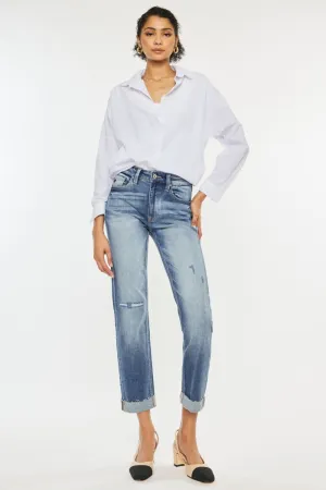 Kancan Jaylene High Rise Cuffed Straight Jeans