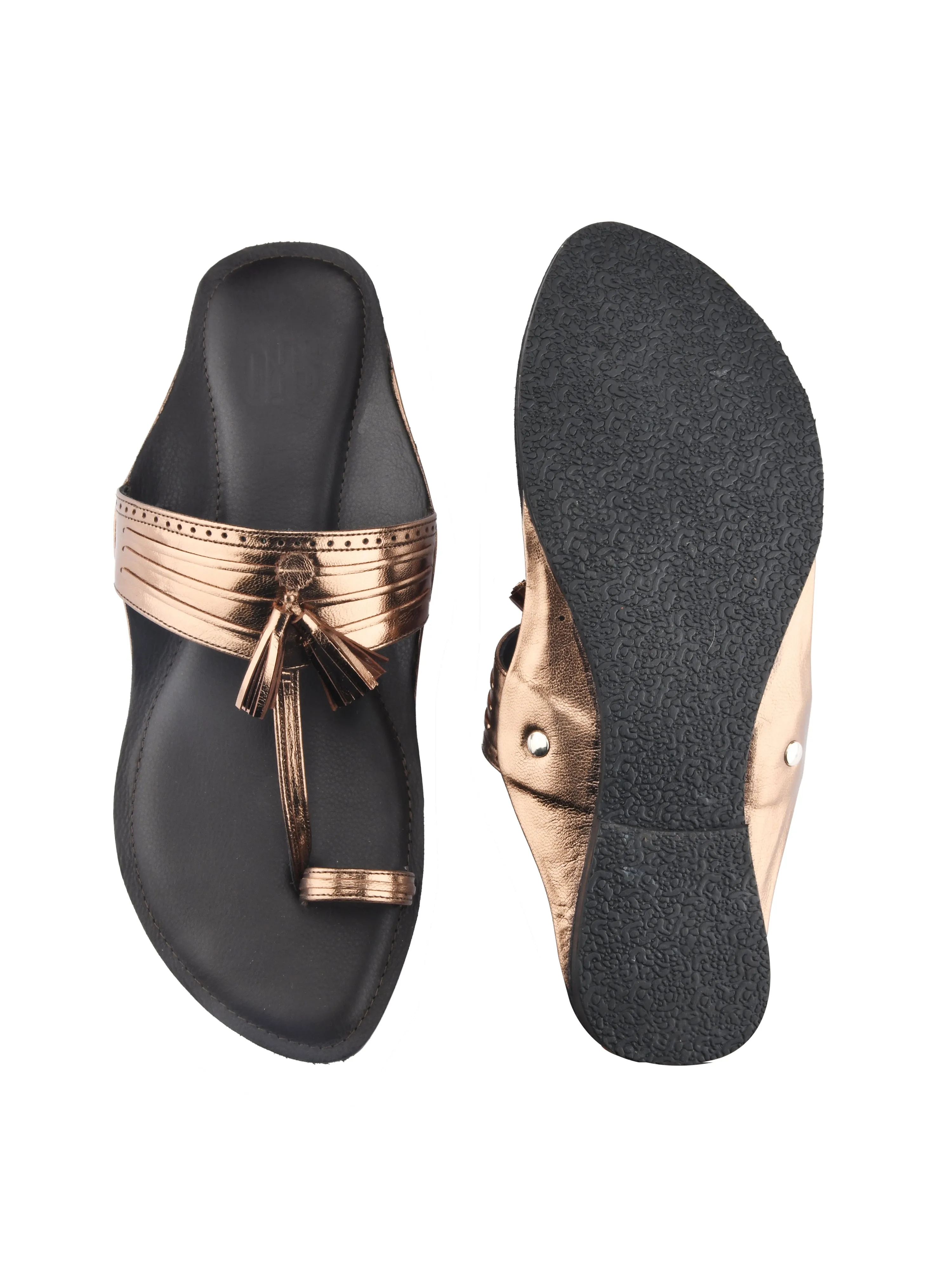 Kolhapuri Flats in Bronze For Women