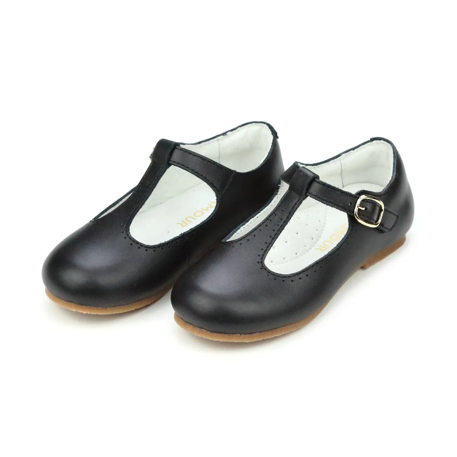 Lamour Eleanor Black T-Strap Flat