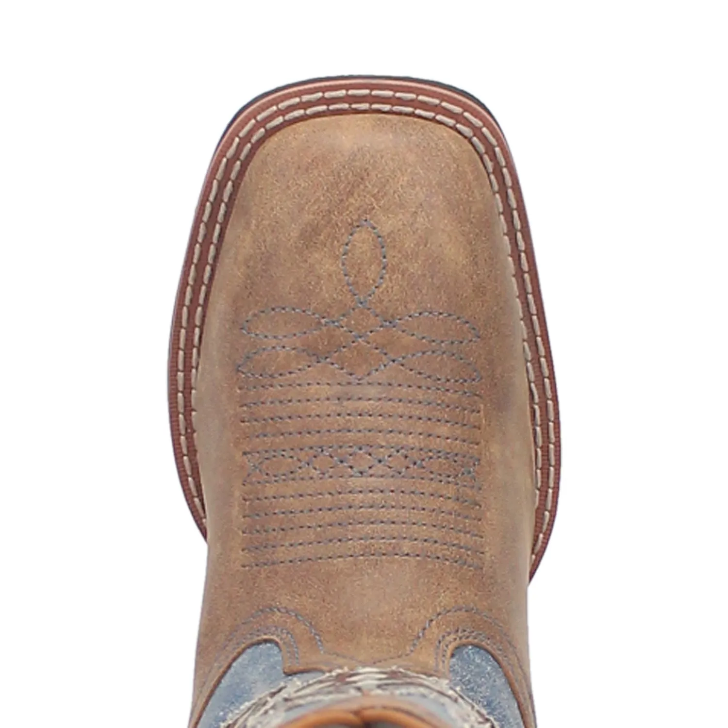 Laredo Womens Santa Fe Tan/Blue Denim Leather Cowboy Boots