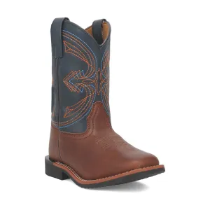 Laredo Youth Unisex Wyler Rust/Blue Faux Leather Cowboy Boots