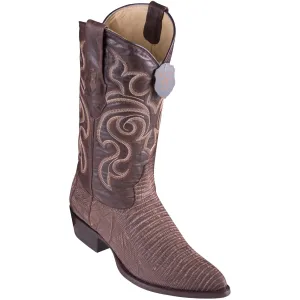 Los Altos Lizard Teju Sanded Brown Cowboy Boots J-Toe