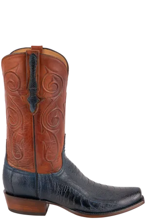 Lucchese Men's Ostrich Leg Red River Cowboy Boots - Antique Navy