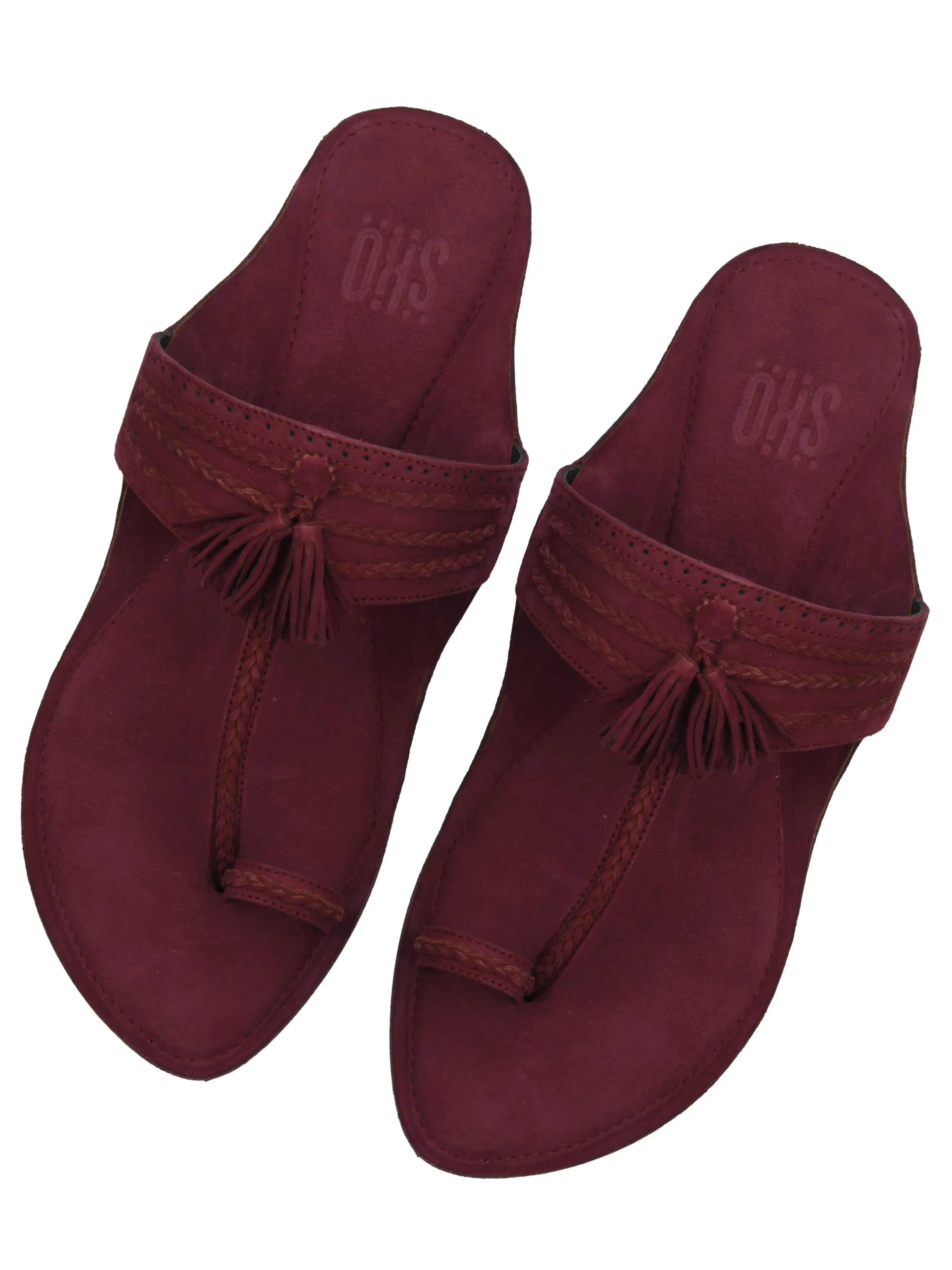 Maroon Braided Kolhapuri For Men