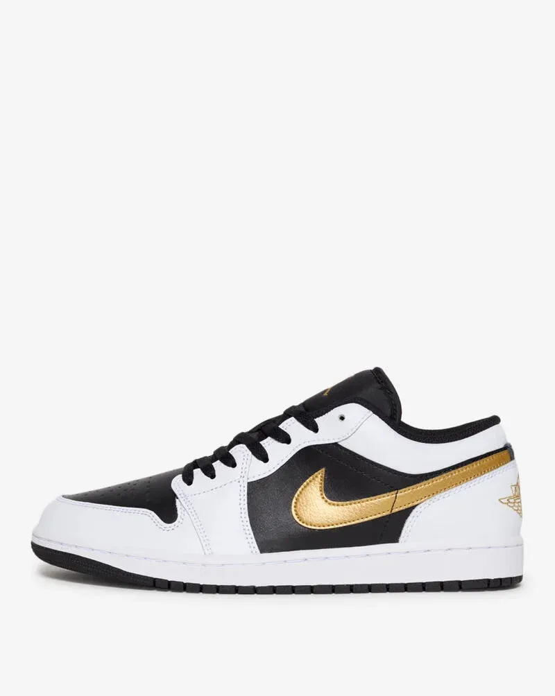 Men's Air Jordan 1 Low- WHITE/METALLIC GOLD-BLACK