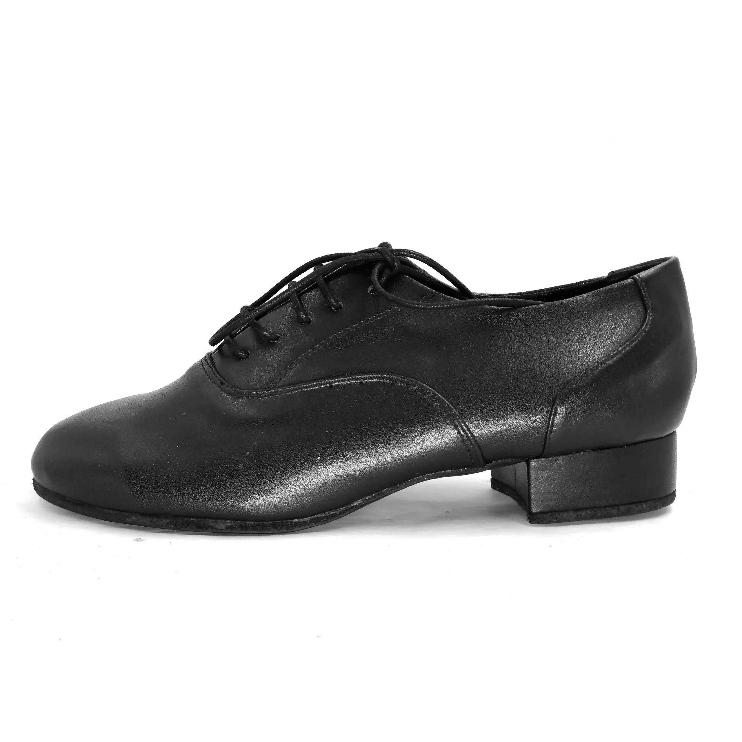 Men's Argentine Tango Shoes Leather Sole 1 inch Heel Lace-up Black