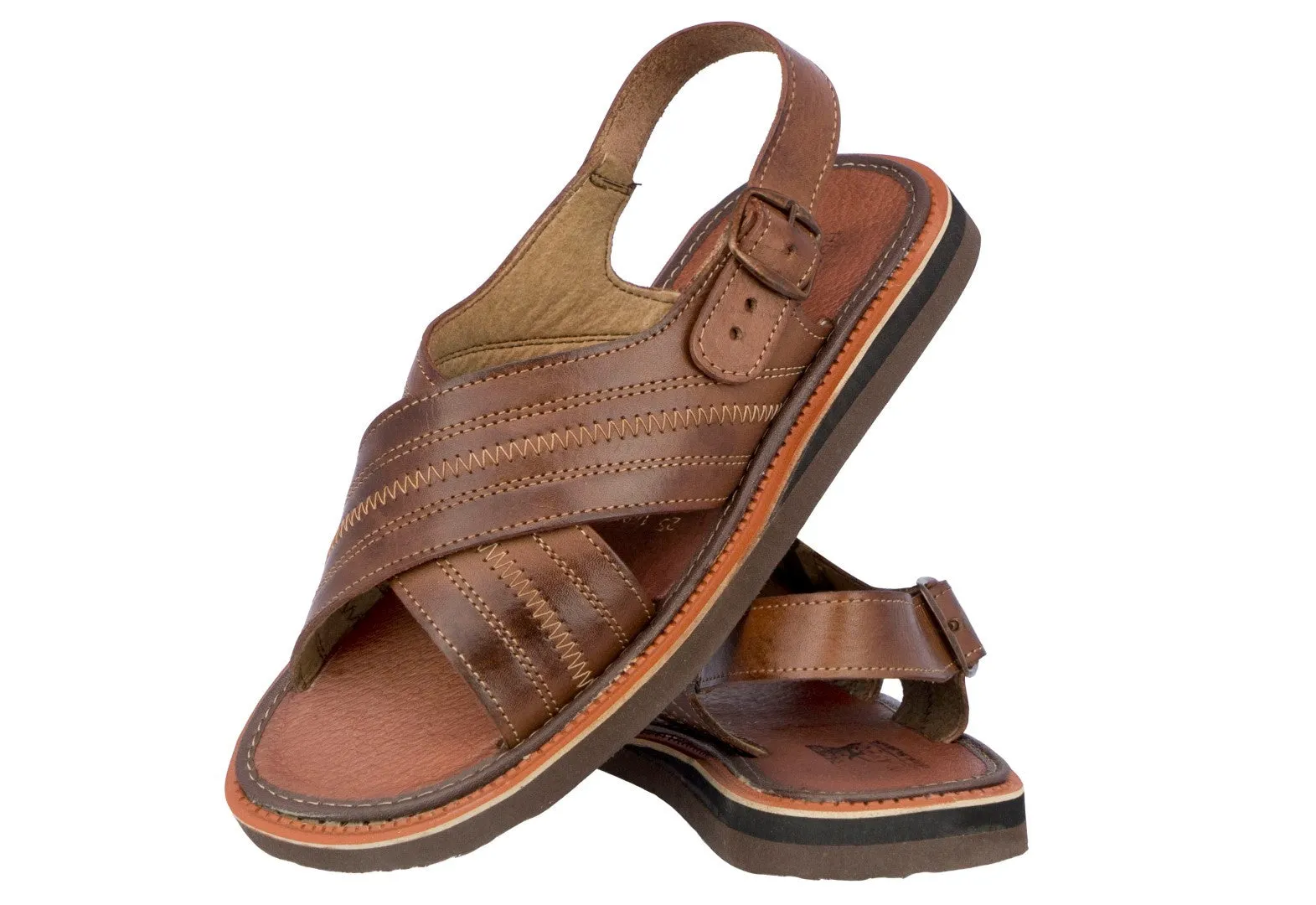 Men's Brown Genuine Hand-Woven Leather Mexican Sandals Huaraches 005